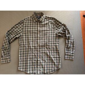 Charles Tyrwhitt Weekend Shirt Mens Medium Green/Gray Plaid Extra Slim Fit